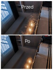 Zabrudzona matryca telewizora przed czyszczeniem